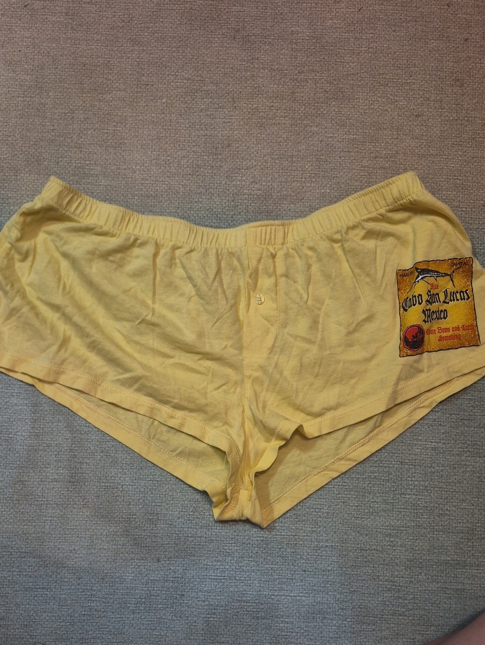 Yellow Women's Athletic Lounge Shorts with Side Patch Detail